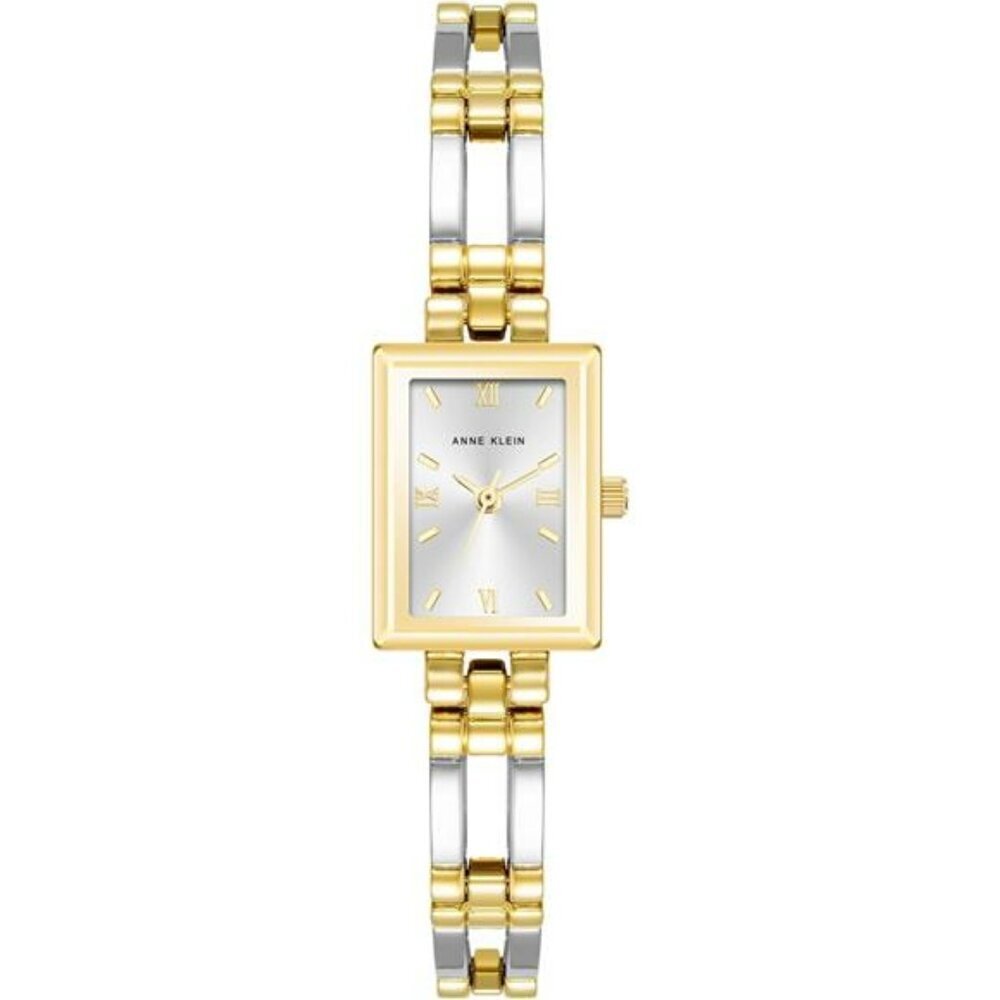 Womens two tone bracelet watch silver gold analog quartz water resistant
